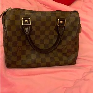 25cm brown checker box satchel